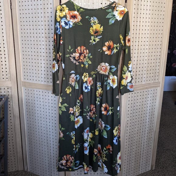 Reborn J floral print dress with pockets! midi length - Picture 3 of 12